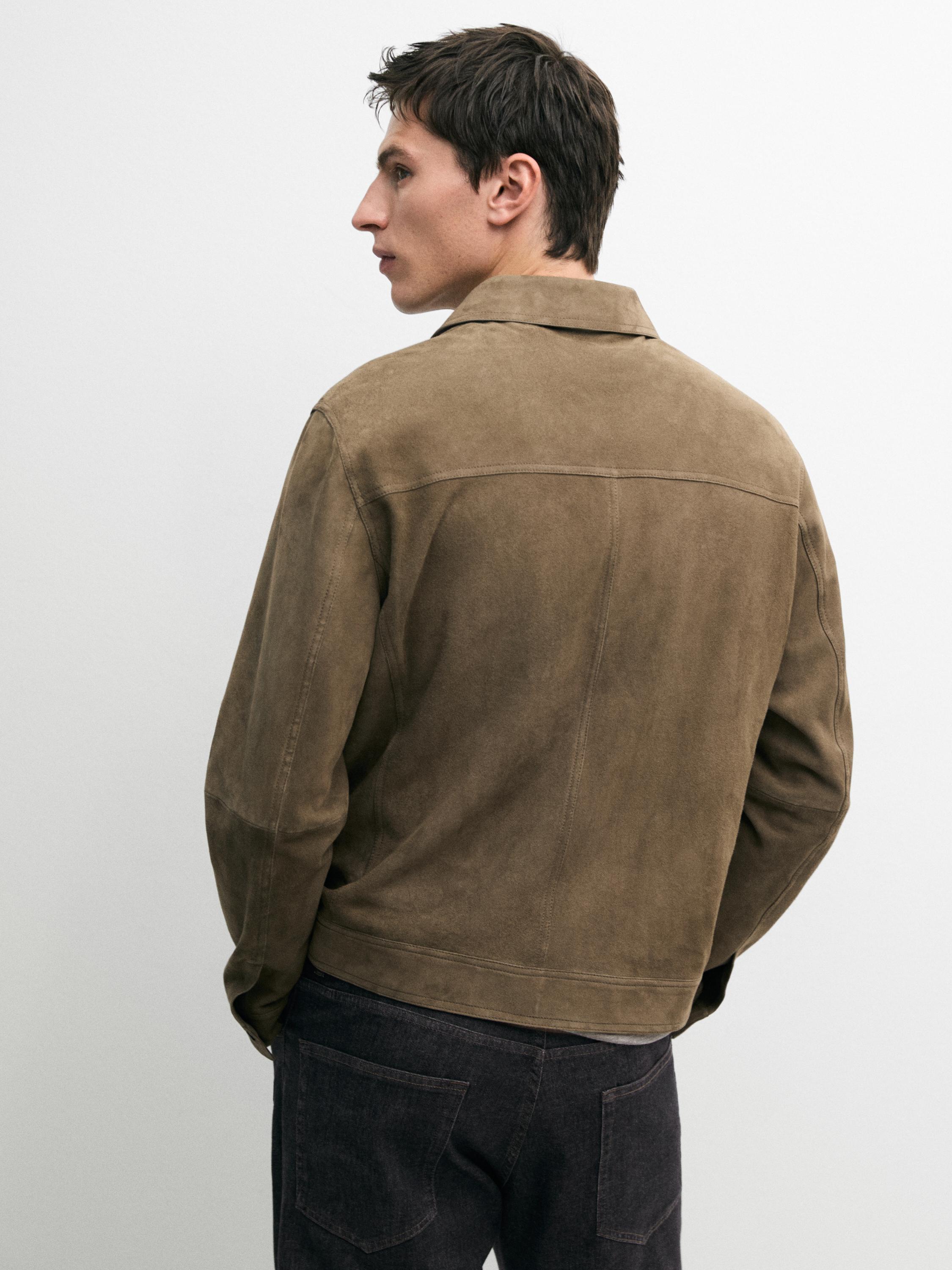 Veste à poches en cuir effet usé